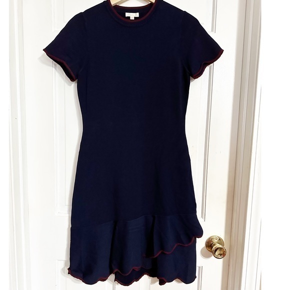 Shoshanna Dresses & Skirts - Shoshanna Navy Knit Ruffle Dress Sz M